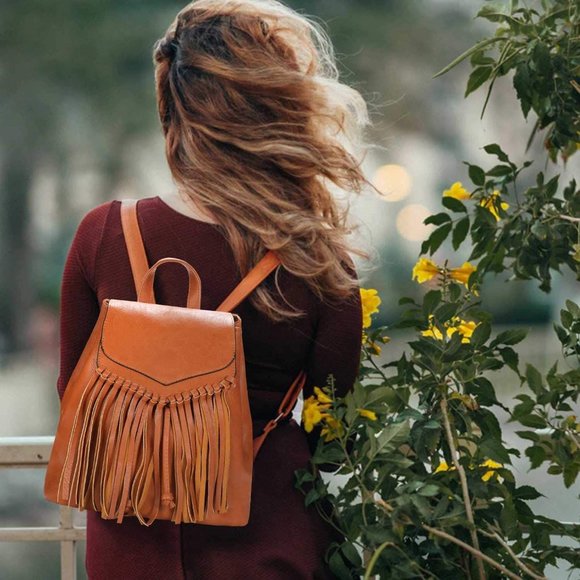 Leather Backpack Purse for Women Tassel Casual main image 6